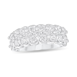 1-1/2 CT. T.W. Diamond Scallop Triple Row Anniversary Band in 14K White Gold