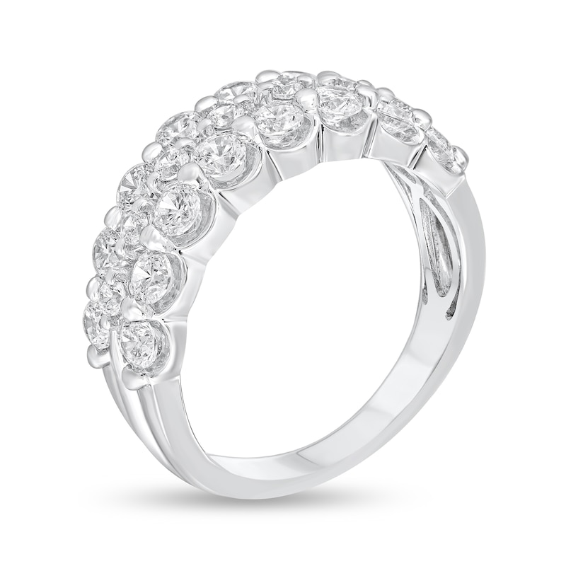 Main Image 2 of 1-1/2 CT. T.W. Diamond Scallop Triple Row Anniversary Band in 14K White Gold