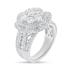 Thumbnail Image 2 of 2-3/8 CT. T.W. Flower-Shaped Multi-Diamond Double Frame Multi-Row Engagement Ring in 14K White Gold