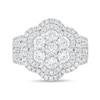 Thumbnail Image 3 of 2-3/8 CT. T.W. Flower-Shaped Multi-Diamond Double Frame Multi-Row Engagement Ring in 14K White Gold