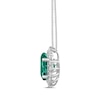 Thumbnail Image 2 of Oval Lab-Created Emerald and 1/2 CT. T.W. Certified Lab-Created Diamond Sunburst Frame Pendant in 14K White Gold