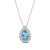 Thumbnail Image 1 of Pear-Shaped Swiss Blue Topaz and 1/3 CT. T.W. Certified Lab-Created Diamond Frame Pendant in 14K White Gold (F/SI2)