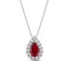 Thumbnail Image 1 of Pear-Shaped Lab-Created Ruby and 1/3 CT. T.W. Certified Lab-Created Diamond Frame Pendant in 14K White Gold (F/SI2)