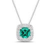 Thumbnail Image 1 of Cushion-Cut Lab-Created Emerald and 1/2 CT. T.W. Certified Lab-Created Diamond Frame Pendant in 14K White Gold (F/SI2)