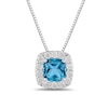 Thumbnail Image 1 of Cushion-Cut Swiss Blue Topaz and 1/2 CT. T.W. Certified Lab-Created Diamond Frame Pendant in 14K White Gold (F/SI2)