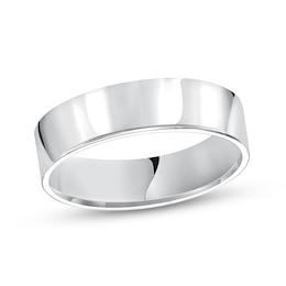 6.0mm Engravable Pipe Cut Comfort-Fit Wedding Band in 10K White Gold (1 Line)