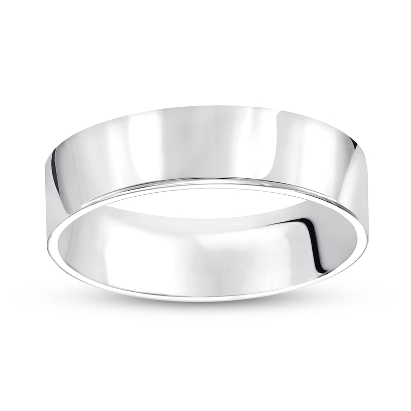 Main Image 2 of 6.0mm Engravable Pipe Cut Comfort-Fit Wedding Band in 10K White Gold (1 Line)