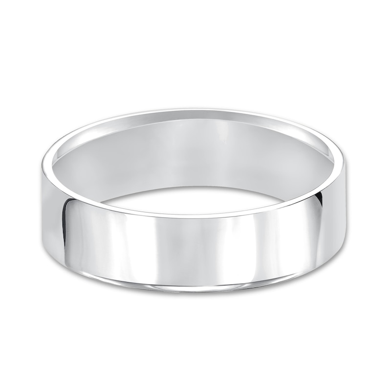 Main Image 3 of 6.0mm Engravable Pipe Cut Comfort-Fit Wedding Band in 10K White Gold (1 Line)