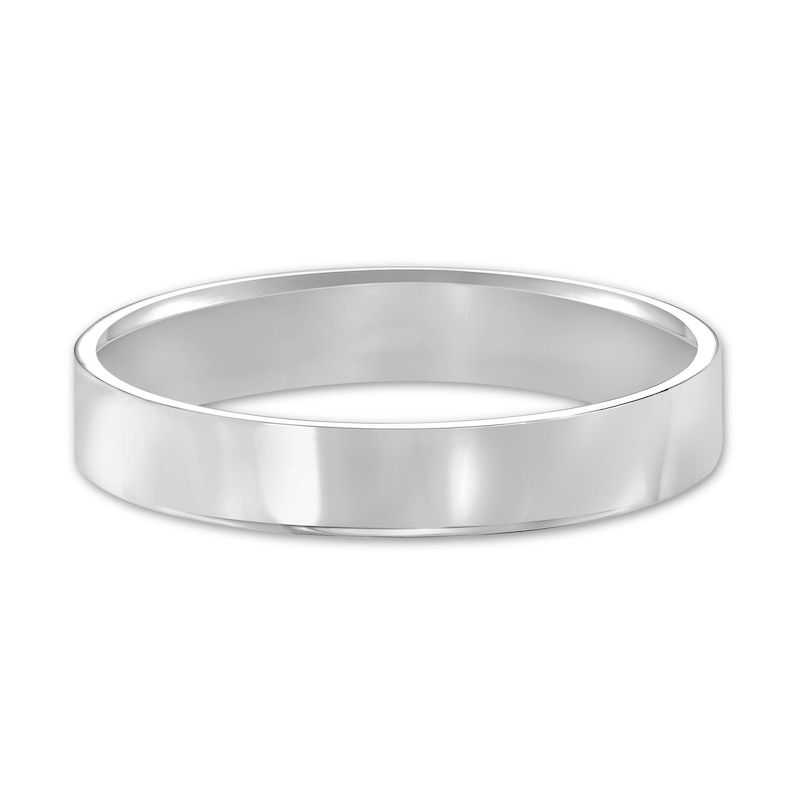 Main Image 3 of 4.0mm Engravable Pipe Cut Comfort-Fit Wedding Band in 10K White Gold (1 Line)