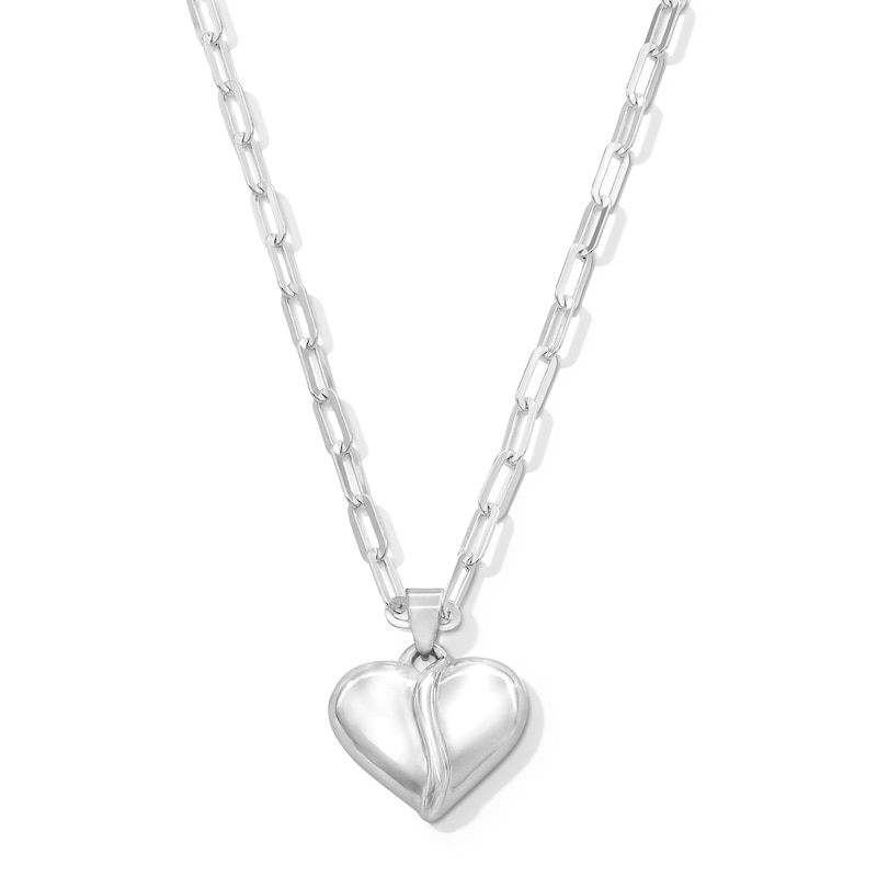 Main Image 1 of Puff Heart Pendant in Sterling Silver