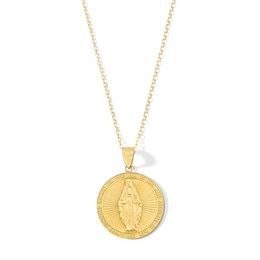 Virgin Mary Miraculous Medal Pendant in 10K Gold