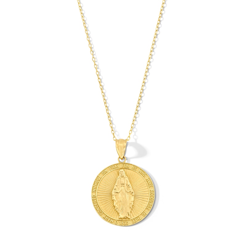 Main Image 1 of Virgin Mary Miraculous Medal Pendant in 10K Gold