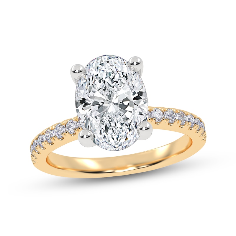 Main Image 1 of 2-1/4 CT. T.W. Oval Certified Lab-Created Diamond Engagement Ring in 14K Gold (I/SI2)