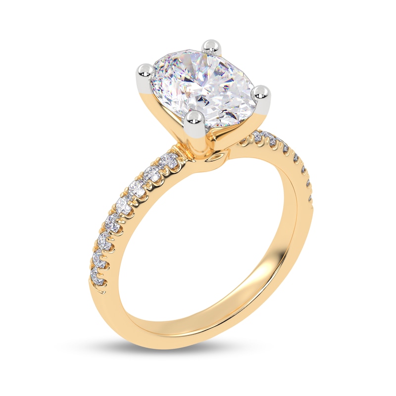 Main Image 2 of 2-1/4 CT. T.W. Oval Certified Lab-Created Diamond Engagement Ring in 14K Gold (I/SI2)