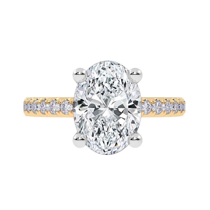 Main Image 3 of 2-1/4 CT. T.W. Oval Certified Lab-Created Diamond Engagement Ring in 14K Gold (I/SI2)