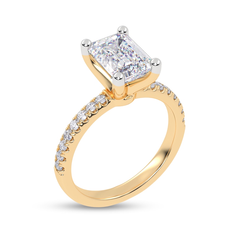 Main Image 2 of 2-1/4 CT. T.W. Emerald-Cut Certified Lab-Created Diamond Engagement Ring in 14K Gold (I/SI2)