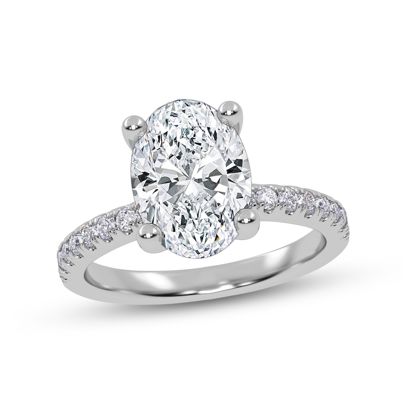 Main Image 1 of 2-1/4 CT. T.W. Oval Certified Lab-Created Diamond Engagement Ring in 14K White Gold (I/SI2)