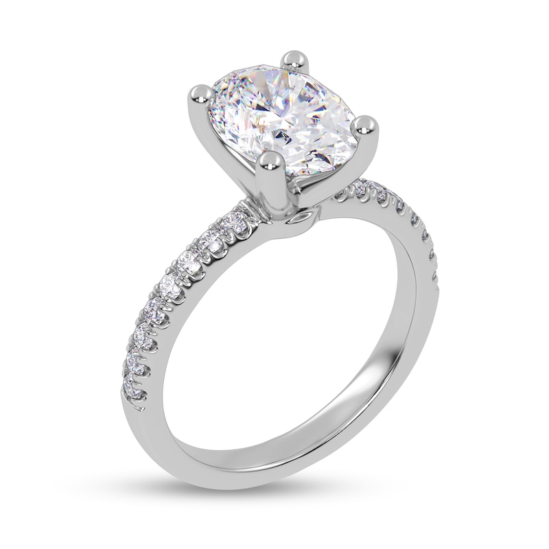 Main Image 2 of 2-1/4 CT. T.W. Oval Certified Lab-Created Diamond Engagement Ring in 14K White Gold (I/SI2)