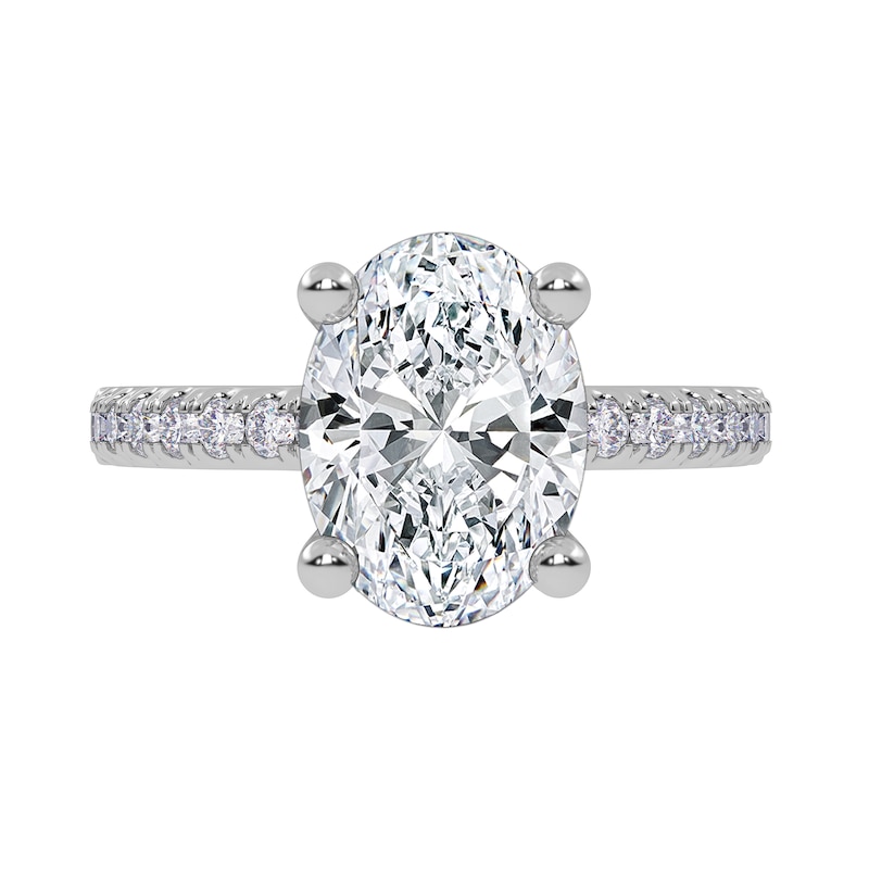 Main Image 3 of 2-1/4 CT. T.W. Oval Certified Lab-Created Diamond Engagement Ring in 14K White Gold (I/SI2)