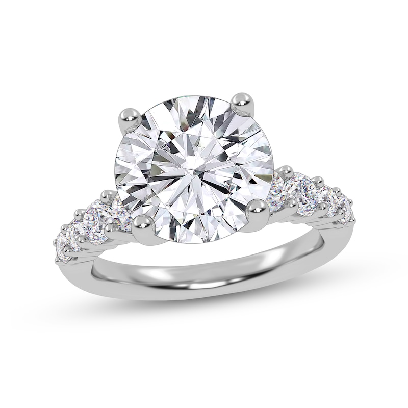 Main Image 1 of 3-3/4 CT. T.W. Certified Lab-Created Diamond Graduated Shank Engagement Ring in 14K White Gold (I/SI2)