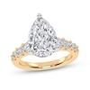 Thumbnail Image 1 of 3-3/4 CT. T.W. Pear-Shaped Certified Lab-Created Diamond Graduated Shank Engagement Ring in 14K Gold (I/SI2)