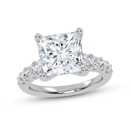 3-3/4 CT. T.W. Princess-Cut Certified Lab-Created Diamond Graduated Shank Engagement Ring in 14K White Gold (I/SI2)