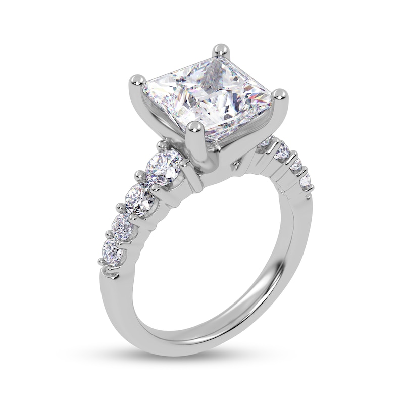 Main Image 2 of 3-3/4 CT. T.W. Princess-Cut Certified Lab-Created Diamond Graduated Shank Engagement Ring in 14K White Gold (I/SI2)