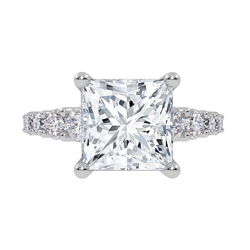 Main Image 3 of 3-3/4 CT. T.W. Princess-Cut Certified Lab-Created Diamond Graduated Shank Engagement Ring in 14K White Gold (I/SI2)