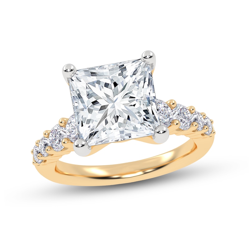 Main Image 2 of 3-3/4 CT. T.W. Princess-Cut Certified Lab-Created Diamond Graduated Shank Engagement Ring in 14K Gold (I/SI2)