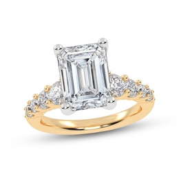 3-3/4 CT. T.W. Emerald-Cut Certified Lab-Created Diamond Graduated Shank Engagement Ring in 14K Gold (I/SI2)