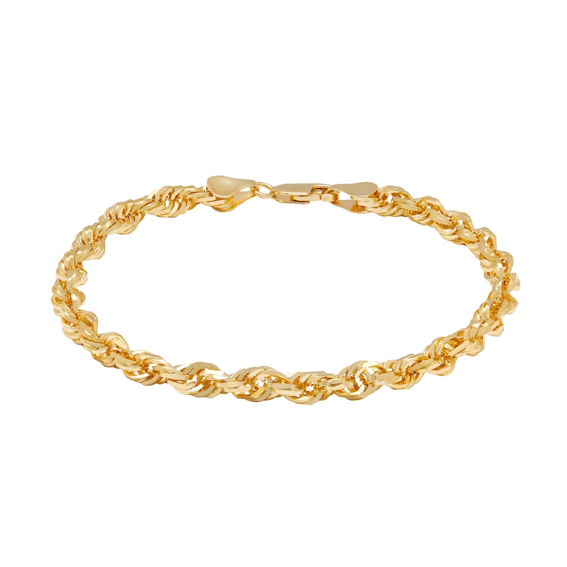 Main Image 1 of 3.8mm Glitter Rope Chain Bracelet in Solid 14K Gold - 8.5&quot;