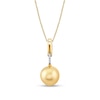 Thumbnail Image 1 of 9.0mm Oval Golden South Sea Cultured Pearl and Diamond Accent Drop Pendant in 10K Gold