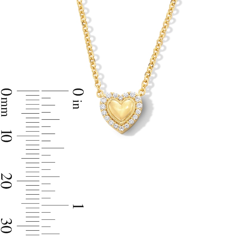 Main Image 3 of 1/8 CT. T.W. Certified Lab-Created Diamond Heart Necklace in Sterling Silver with 10K Gold Plate (F/SI2) - 19&quot;