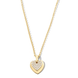 1/4 CT. T.W. Multi-Diamond Double Heart Pendant in 10K Gold - 19&quot;