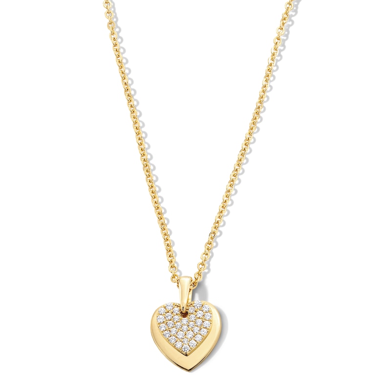 Main Image 1 of 1/4 CT. T.W. Multi-Diamond Double Heart Pendant in 10K Gold - 19&quot;