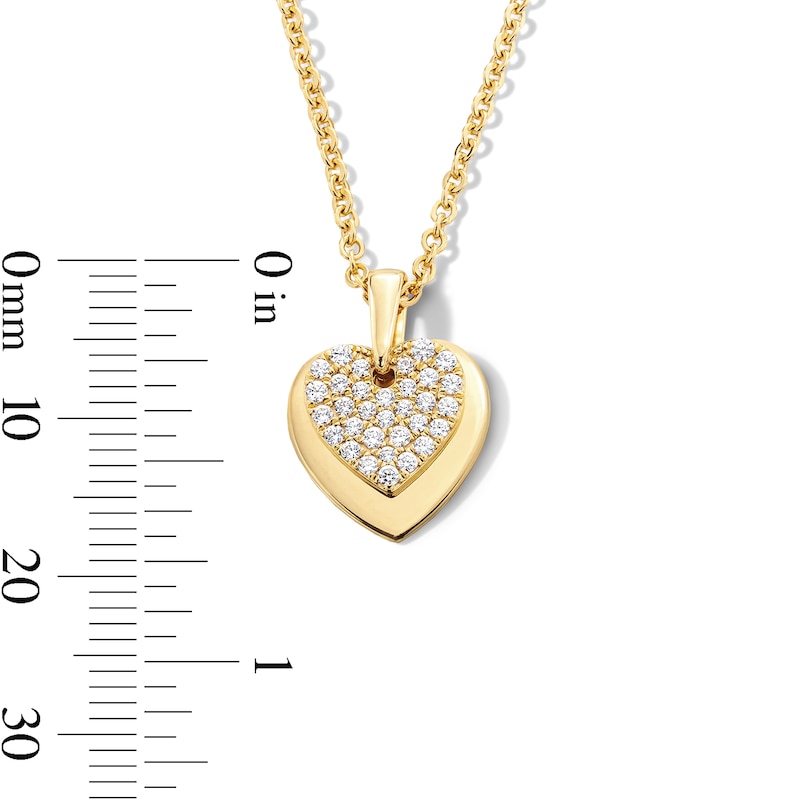 Main Image 4 of 1/4 CT. T.W. Multi-Diamond Double Heart Pendant in 10K Gold - 19&quot;