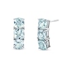 Thumbnail Image 1 of 5.0mm Cushion-Cut Aquamarine Trio Drop Earrings in Sterling Silver