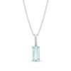 Thumbnail Image 1 of Emerald-Cut Aquamarine and 1/20 CT. T.W. Diamond Drop Pendant in Sterling Silver