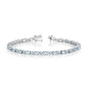 Thumbnail Image 1 of Oval Aquamarine and White Topaz Alternating Bracelet in Sterling Silver - 7.25"