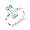 Thumbnail Image 1 of Emerald-Cut Aquamarine and 1/10 CT. T.W. Diamond Ring in Sterling Silver