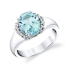 Thumbnail Image 1 of Oval Aquamarine and 1/6 CT. T.W. Diamond Collar Ring in Sterling Silver