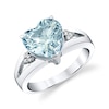 Thumbnail Image 1 of 10.0mm Heart-Shaped Aquamarine and 1/20 CT. T.W. Diamond Tri-Sides Ring in Sterling Silver