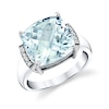 Thumbnail Image 1 of 12.0mm Cushion-Cut Aquamarine and 1/15 CT. T.W. Diamond Collar Ring in Sterling Silver