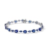 Thumbnail Image 1 of Pear-Shaped Blue Lab-Created Sapphire Alternating Line Bracelet in Sterling Silver - 7.5&quot;