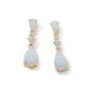 Thumbnail Image 1 of Pear-Shaped Lab-Created Opal and White Lab-Created Sapphire Drop Earrings in Sterling Silver with 14K Gold Plate