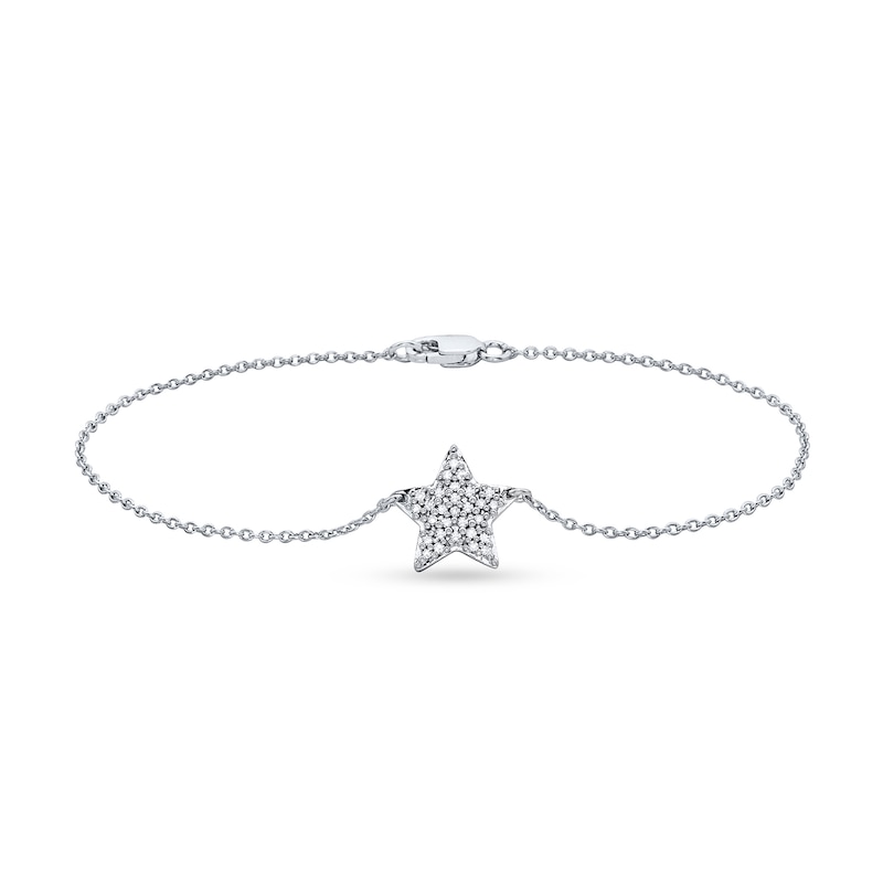 Main Image 1 of 1/6 CT. T.W. Diamond Star Bracelet in Sterling Silver - 7.25”