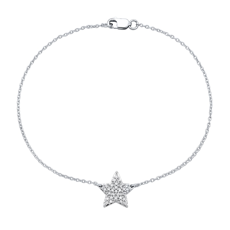 Main Image 2 of 1/6 CT. T.W. Diamond Star Bracelet in Sterling Silver - 7.25”