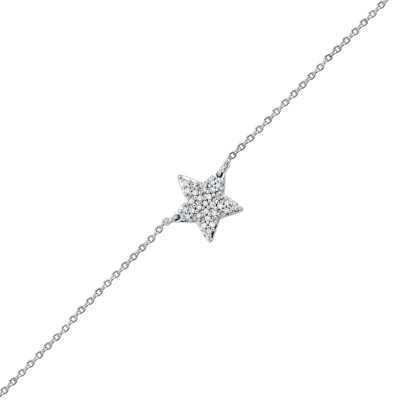 Main Image 3 of 1/6 CT. T.W. Diamond Star Bracelet in Sterling Silver - 7.25”