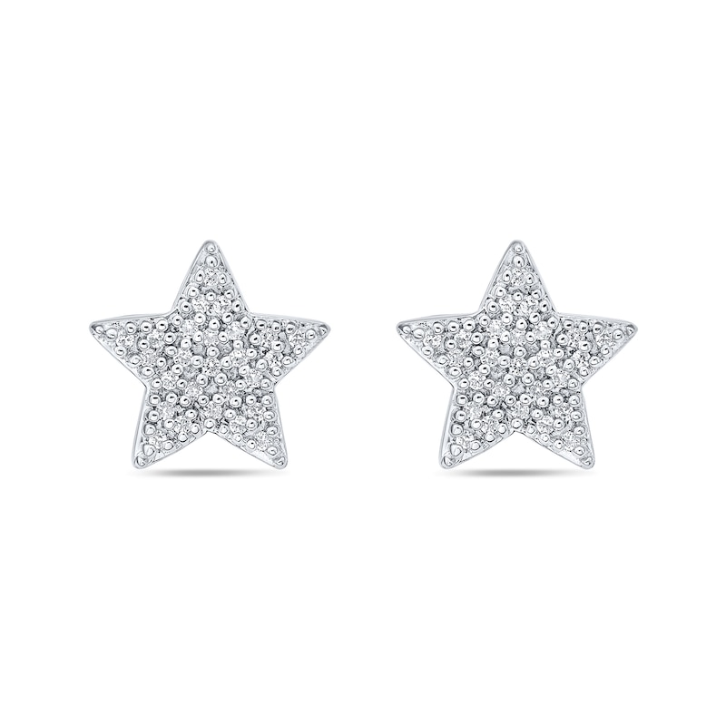 Main Image 1 of 1/6 CT. T.W. Diamond Star Stud Earrings in Sterling Silver