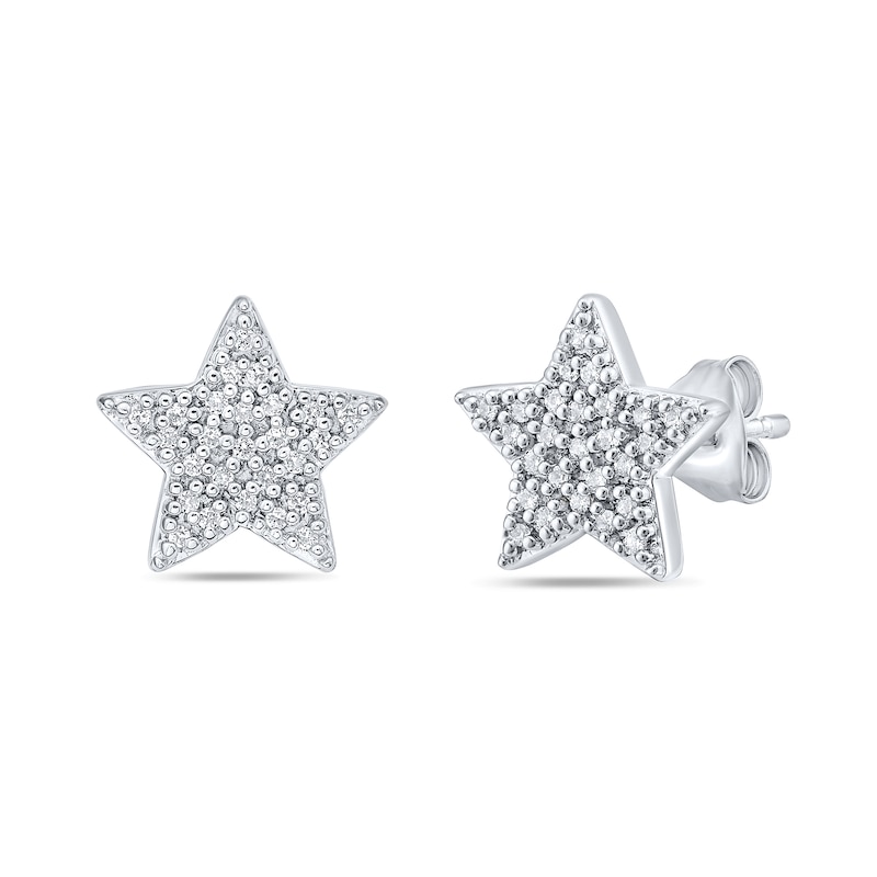 Main Image 2 of 1/6 CT. T.W. Diamond Star Stud Earrings in Sterling Silver